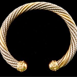 Vintage Alwand Vahan sterling silver and 14k gold twist bracelet/cuff